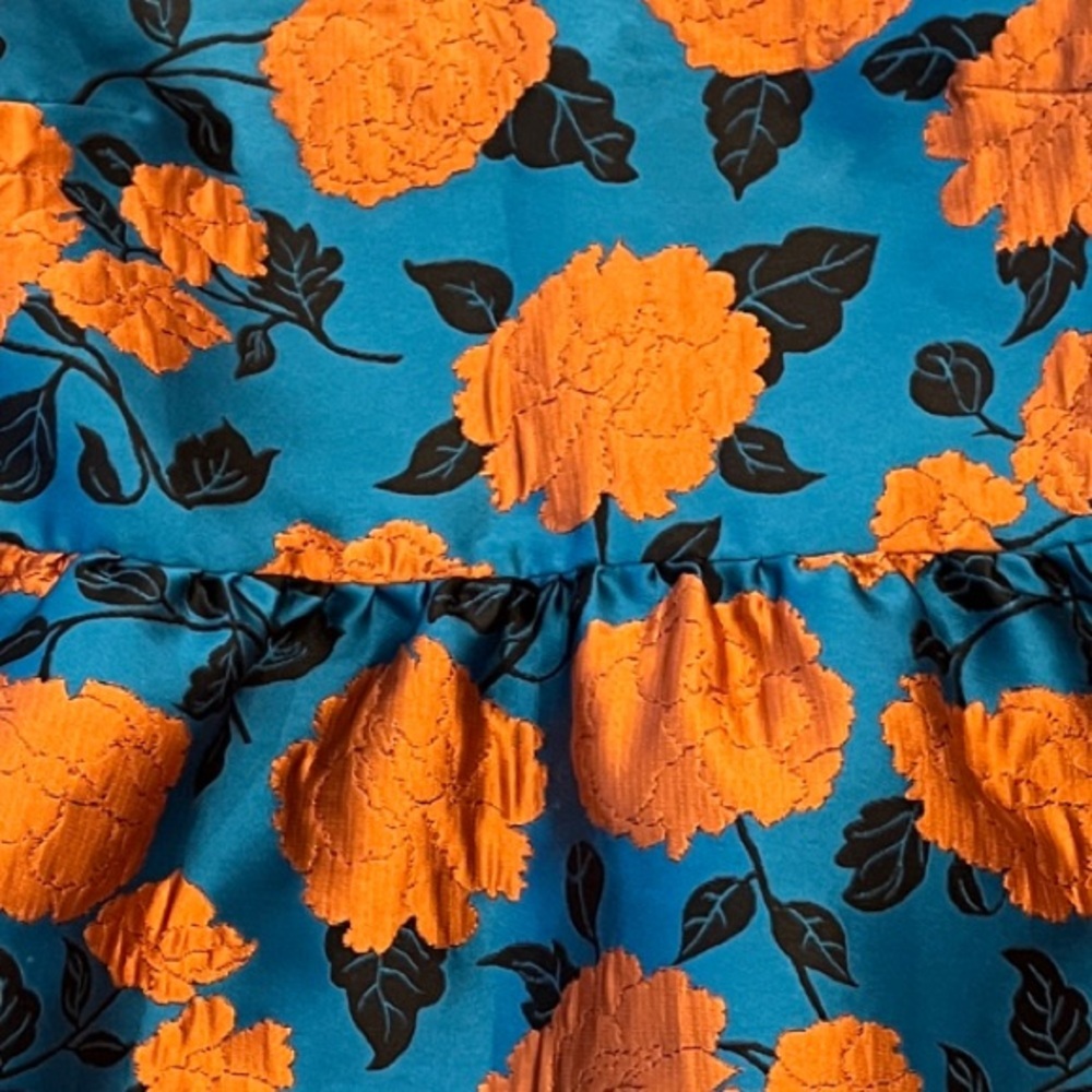 Emily Lovelock New Small Blue and Orange Floral Dress - Picture 4 of 13